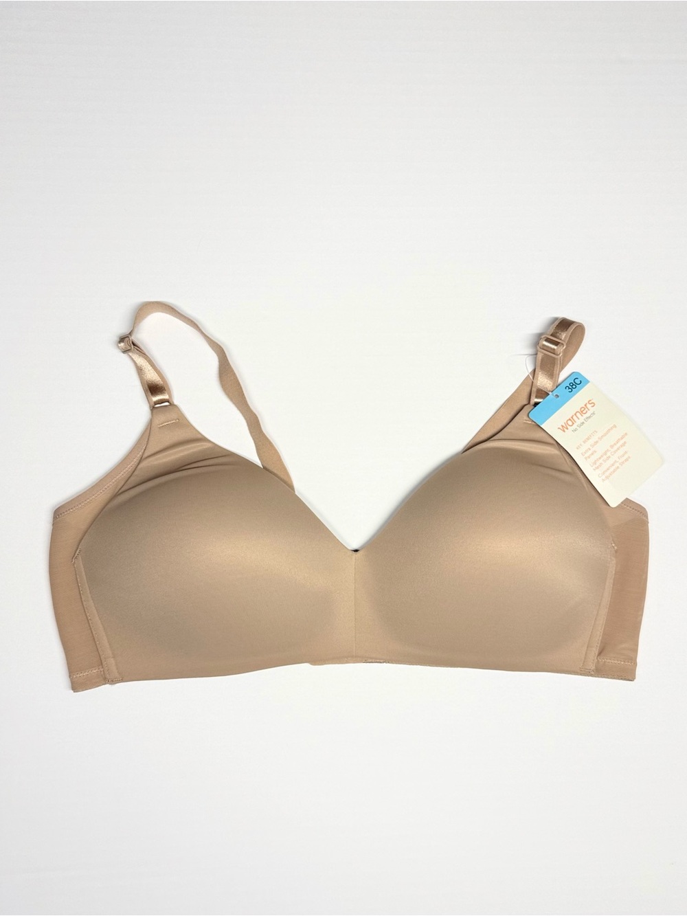 Warners Wireless Lightly Lined Nude Womens Bra Size 38C Mesh Side Support NWT